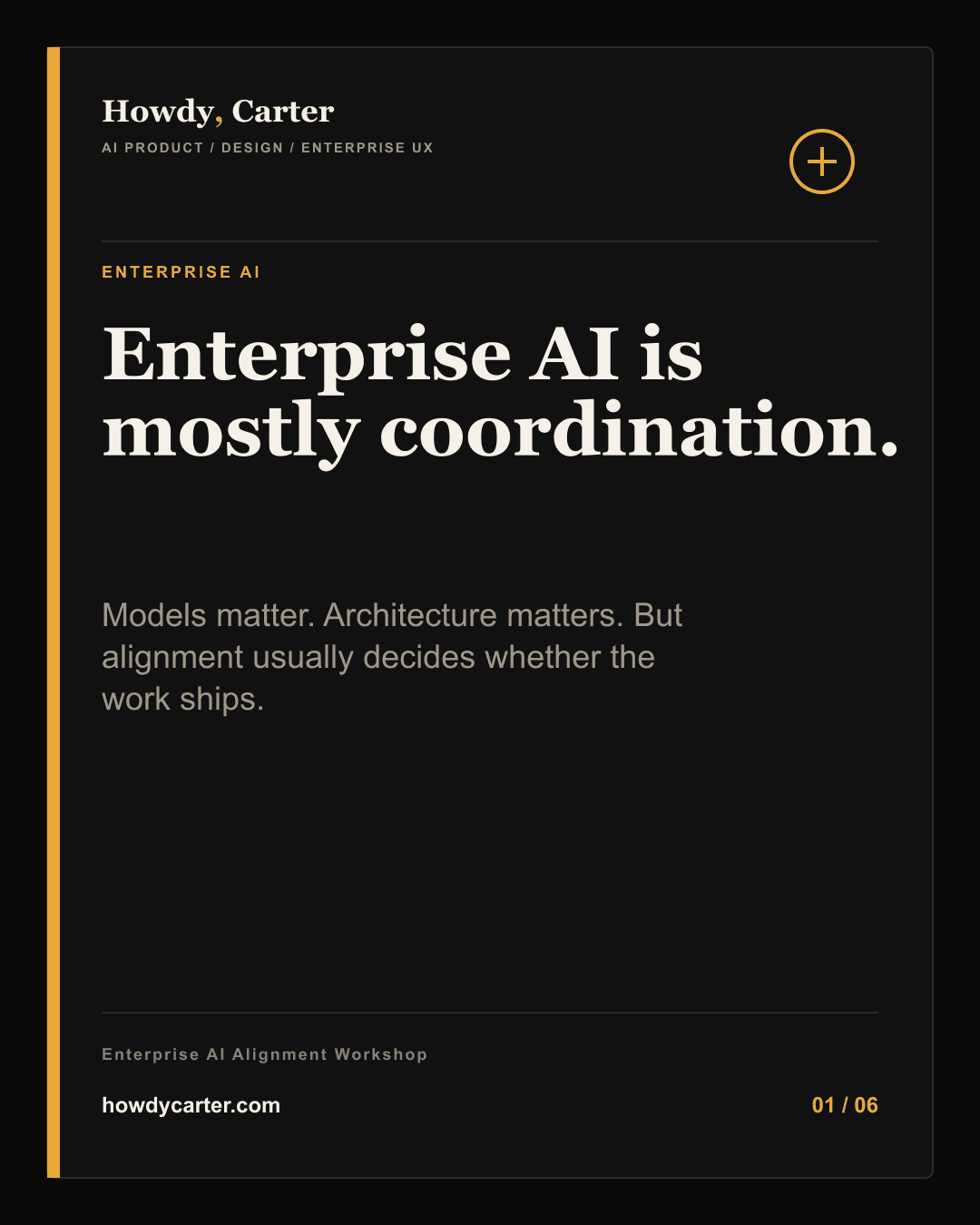 Carousel slide reading Enterprise AI is mostly coordination.